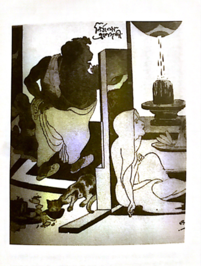 Figure 3. The Brahmin and the Widow, by Gaganendranath Tagore (Courtesy: Dr Subhendu Dasgupta in Gaganendranath Tagorer Cartoon- e Hindutwabad)