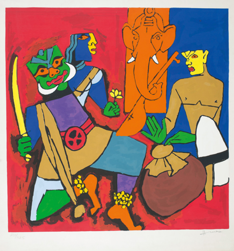 M.F. Hussain, Serigraph on paper