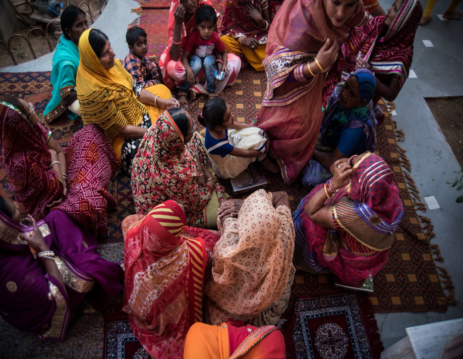 Fig. 1: Women gather for ritual singing at a wedding in an Oswal family in Sadulpur, Rajasthan  (Courtesy: Vishes Kothari)