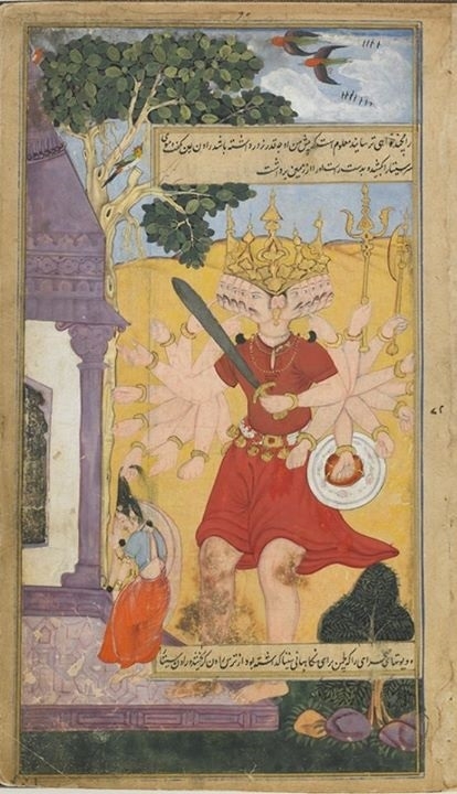 Ravana seizes Sita by the hair to abduct her to Lanka