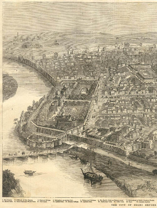 Delhi in 1858, view of Shahjahanabad and Jamuna- From the Illustrated London News, January 1858, Courtesy: Flickr