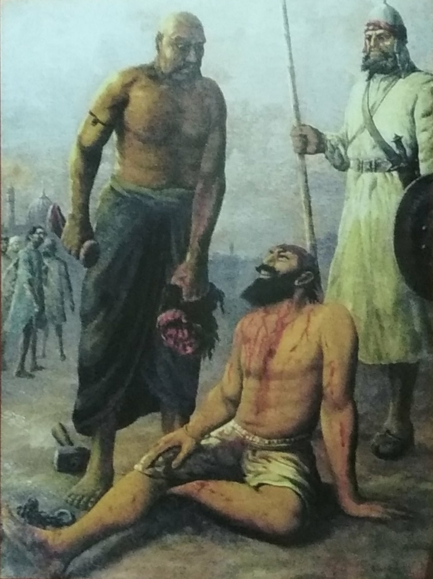 Fig. 13: Kirpal Singh, Martyrdom of Bhai Taru Singh, 1956, oil on canvas, 2.75 x 3.75 feet. Central Sikh Museum at Shri Harmandir Shahib, Amritsar, Punjab, India (Courtesy: Sayan Gupta) 