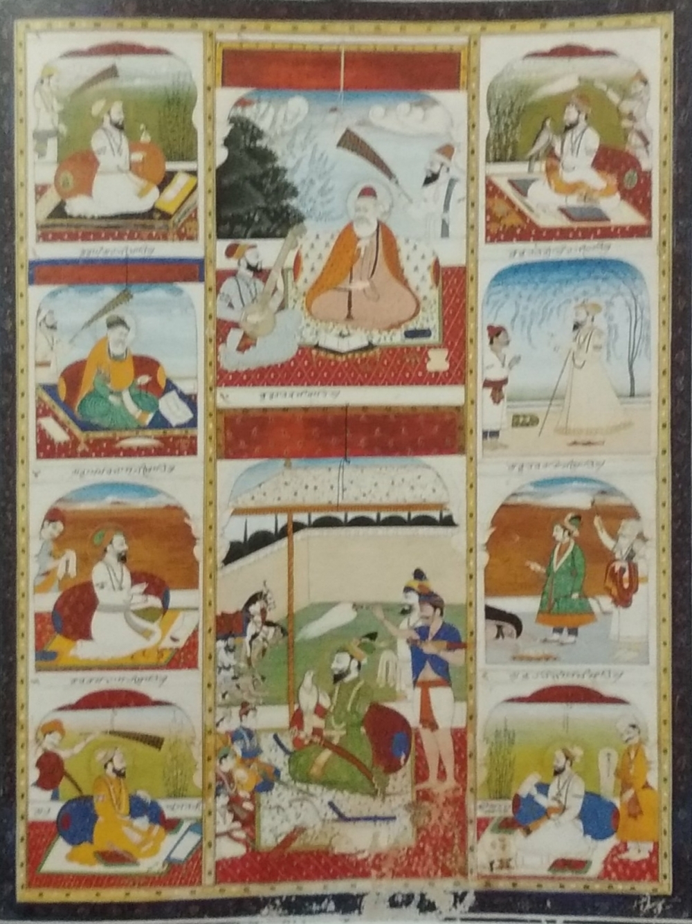 Fig. 2: The workshop of Purkhu, Kangra, From Guru Nanak to Guru Gobind Singh: The Ten Sovereigns, early nineteenth century, opaque watercolour on paper, 1.38 x 1.40. Collection of Satinder and Narinder Kapany (Courtesy: Sayan Gupta)