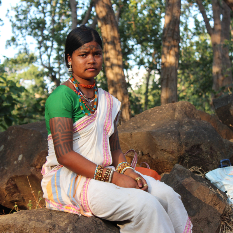 A Baiga woman dressed for a visit to the weekly market.