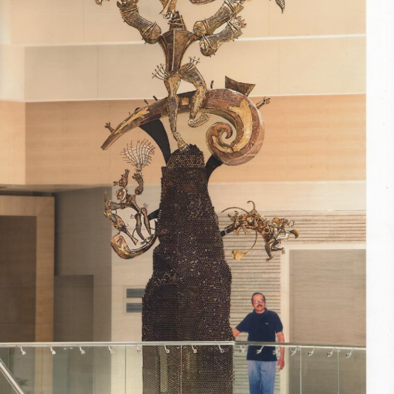 'Bee Keeper'; 23 feet sculpture by S. Nandagopal at Hyatt Regency Hotel, Chennai 