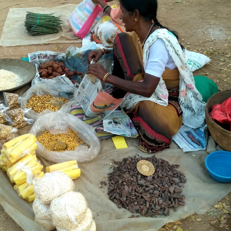 Lac being bartered for papad at a haat in Bastar. Photo courtesy: Arunopol Seal 