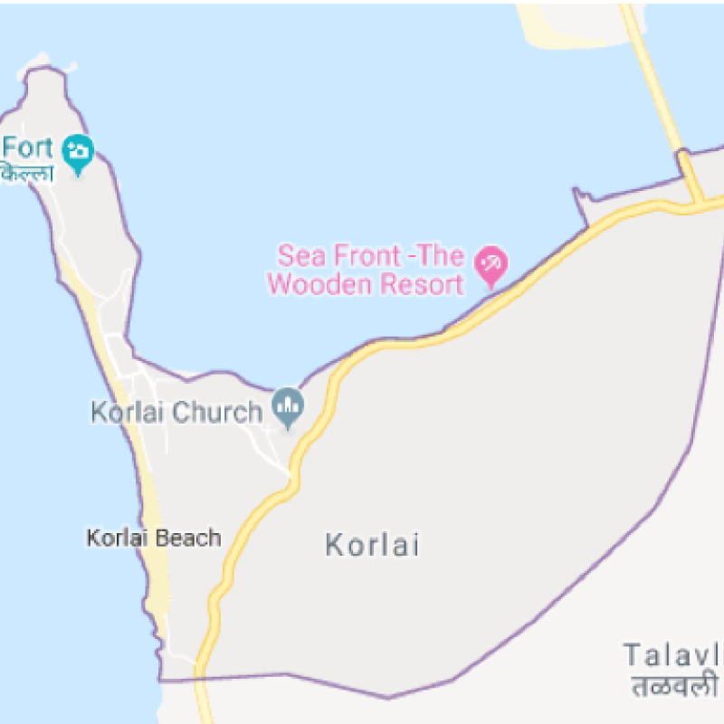 Google Maps representation of the Korlai Village, a small island on the Konkan Coast where the Korlai Creole language is spoken (Courtesy: Google Maps, 2018)