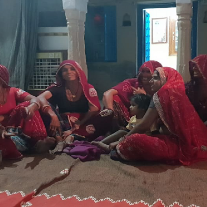 Meghwal women at a recording session in Ratangarh, Rajasthan (Courtesy: Vishes Kothari)
