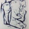 Mother and Children; brush drawing on paper; 26 in x 24 in, Artist: K.C.S. Paniker