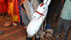 Ganpat Bargude, a khele troupe manager and director from Oshi village. (Courtesy: Sonam Ambe)